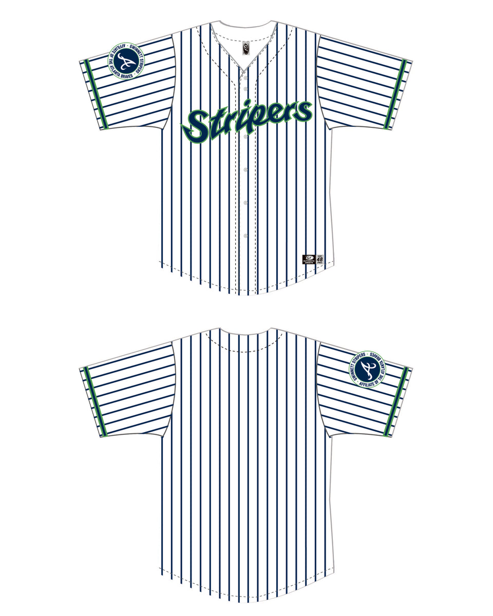 Gwinnett Stripers OT Sports Replica Home Pinstripe Jersey- White