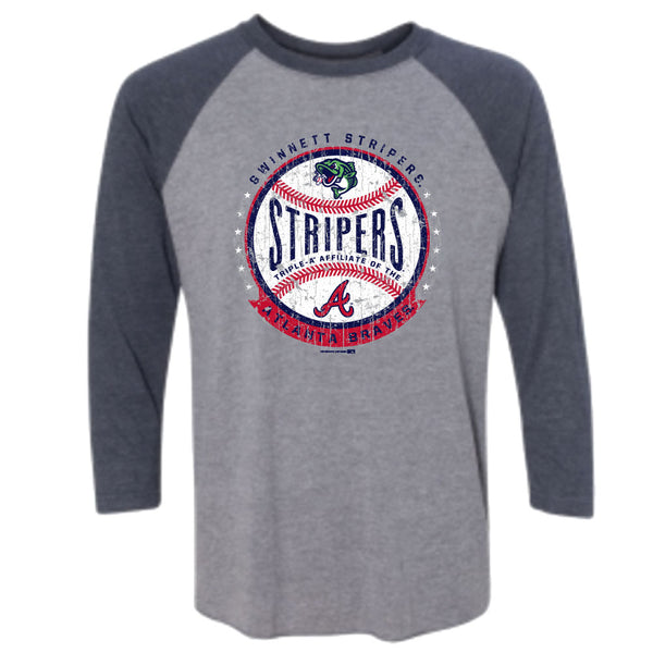 Atlanta Braves - Gray Club Raglan 3/4 Sleeve T-Shirt